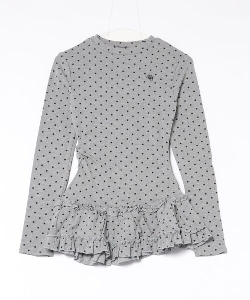 おしゃれスタ(オシャレスタ)の「ドット柄 フェミニンフリルトップス(Tシャツ/カットソー・レディース・ホワイト/グレー・S/L/M/XL)」の8枚目の写真