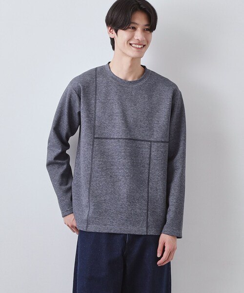 THE SHOP TK （ザ ショップ ティーケー ）の「ダンボール ステッチ切替デザイン 長袖Tシャツ 洗濯機OK（Tシャツ/カットソー・メンズ・ブラック/ライトグレー/ネイビー/オフホワイト・04/03/02）」の4枚目の写真