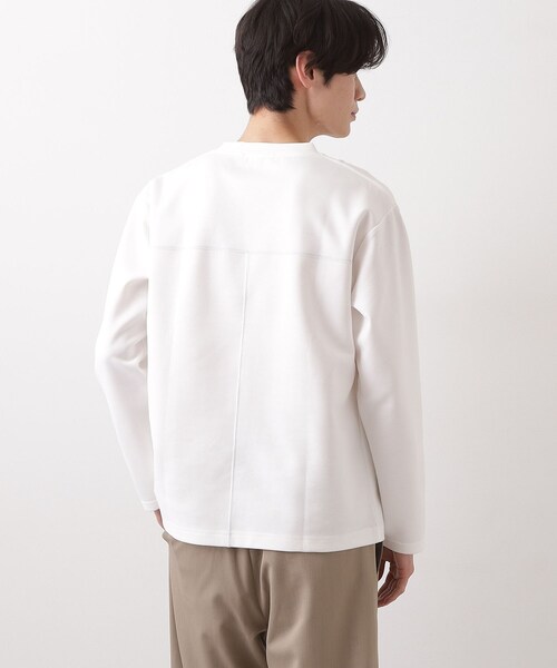 THE SHOP TK （ザ ショップ ティーケー ）の「ダンボール ステッチ切替デザイン 長袖Tシャツ 洗濯機OK（Tシャツ/カットソー・メンズ・ブラック/ライトグレー/ネイビー/オフホワイト・04/03/02）」の20枚目の写真