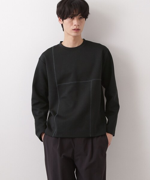 THE SHOP TK （ザ ショップ ティーケー ）の「ダンボール ステッチ切替デザイン 長袖Tシャツ 洗濯機OK（Tシャツ/カットソー・メンズ・ブラック/ライトグレー/ネイビー/オフホワイト・04/03/02）」の15枚目の写真