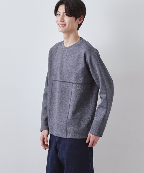 THE SHOP TK （ザ ショップ ティーケー ）の「ダンボール ステッチ切替デザイン 長袖Tシャツ 洗濯機OK（Tシャツ/カットソー・メンズ・ブラック/ライトグレー/ネイビー/オフホワイト・04/03/02）」の19枚目の写真