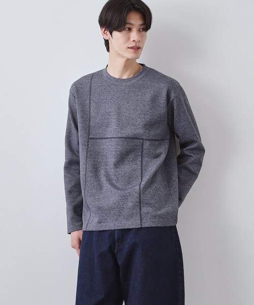 THE SHOP TK （ザ ショップ ティーケー ）の「ダンボール ステッチ切替デザイン 長袖Tシャツ 洗濯機OK（Tシャツ/カットソー・メンズ・ブラック/ライトグレー/ネイビー/オフホワイト・04/03/02）」の13枚目の写真