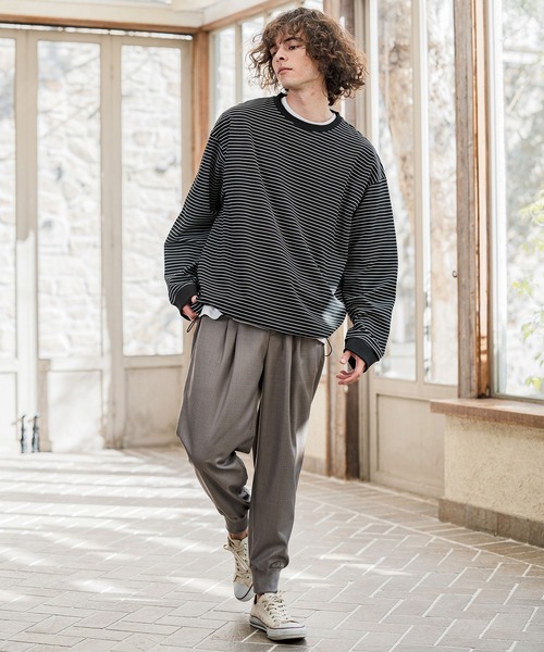 CAMBIO(カンビオ)の「mlt5589- ピンボーダースピンドルカットソー(Tシャツ/カットソー・メンズ・ブラック/ホワイト/ネイビー・M/L/XL)」の6枚目の写真