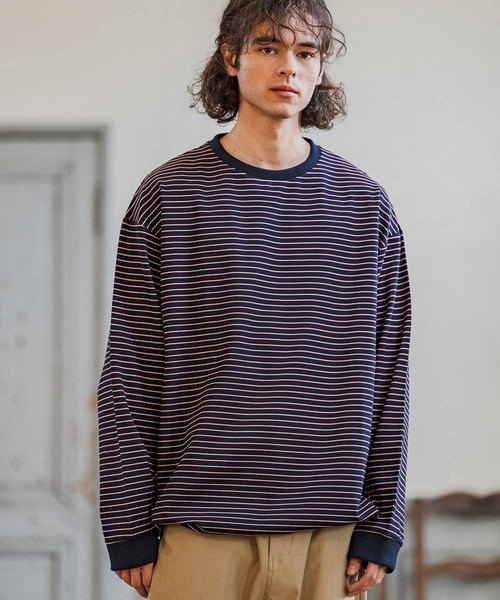 CAMBIO(カンビオ)の「mlt5589- ピンボーダースピンドルカットソー(Tシャツ/カットソー・メンズ・ブラック/ホワイト/ネイビー・M/L/XL)」の14枚目の写真