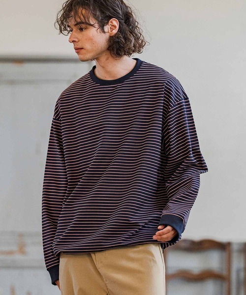CAMBIO(カンビオ)の「mlt5589- ピンボーダースピンドルカットソー(Tシャツ/カットソー・メンズ・ブラック/ホワイト/ネイビー・M/L/XL)」の15枚目の写真