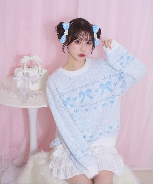 Honey Cinnamon(ハニーシナモン)の「Roseリボンクリップセット(バレッタ/ヘアクリップ・レディース・ピンク/サックスブルー/ブラウン・FREE)」の10枚目の写真