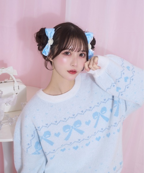 Honey Cinnamon(ハニーシナモン)の「Roseリボンクリップセット(バレッタ/ヘアクリップ・レディース・ピンク/サックスブルー/ブラウン・FREE)」の12枚目の写真