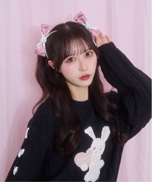 Honey Cinnamon(ハニーシナモン)の「Roseリボンクリップセット(バレッタ/ヘアクリップ・レディース・ピンク/サックスブルー/ブラウン・FREE)」の13枚目の写真