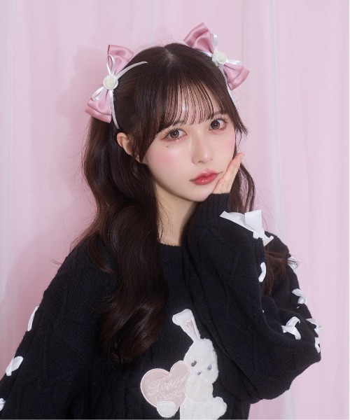 Honey Cinnamon(ハニーシナモン)の「Roseリボンクリップセット(バレッタ/ヘアクリップ・レディース・ピンク/サックスブルー/ブラウン・FREE)」の14枚目の写真
