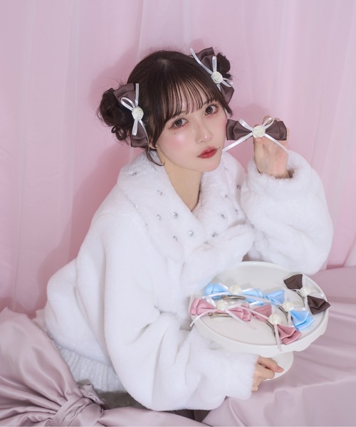 Honey Cinnamon(ハニーシナモン)の「Roseリボンクリップセット(バレッタ/ヘアクリップ・レディース・ピンク/サックスブルー/ブラウン・FREE)」の19枚目の写真