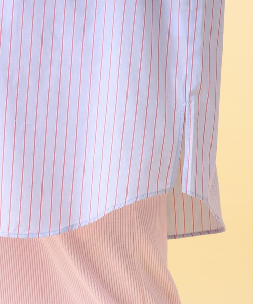 LEPSIM(レプシィム)の「【産前・産後対応】マタニティ/ストライプ刺繍シャツ 640895(マタニティウェア/グッズ・レディース・ライトベージュ/ライトブルー・FREE)」の10枚目の写真