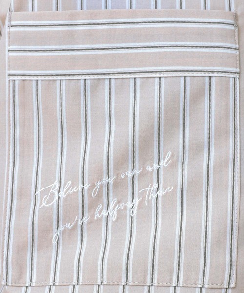 LEPSIM(レプシィム)の「【産前・産後対応】マタニティ/ストライプ刺繍シャツ 640895(マタニティウェア/グッズ・レディース・ライトベージュ/ライトブルー・FREE)」の14枚目の写真