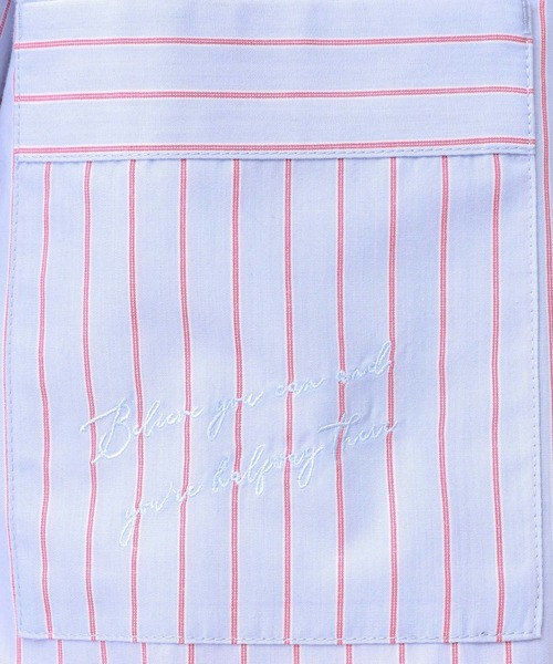 LEPSIM(レプシィム)の「【産前・産後対応】マタニティ/ストライプ刺繍シャツ 640895(マタニティウェア/グッズ・レディース・ライトベージュ/ライトブルー・FREE)」の16枚目の写真