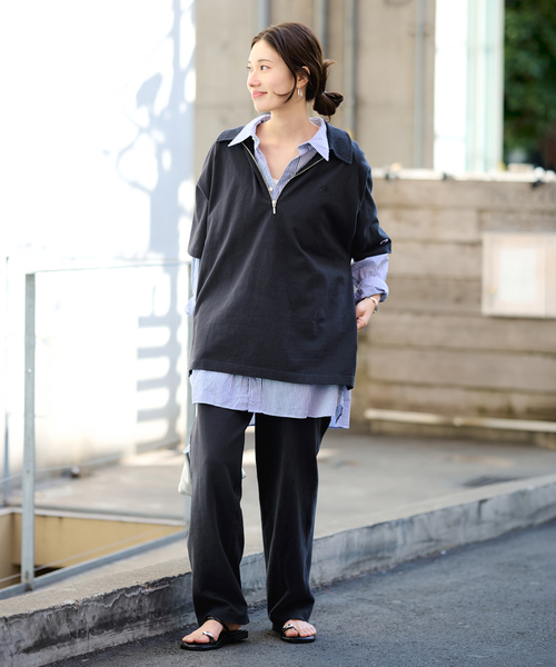 FRAMeWORK（フレームワーク）の「CHAMPION/チャンピオン 別注JERSEY HALF ZIP TEE（Tシャツ/カットソー・レディース・ブラック/ベージュ/キャメル・FREE）」の19枚目の写真