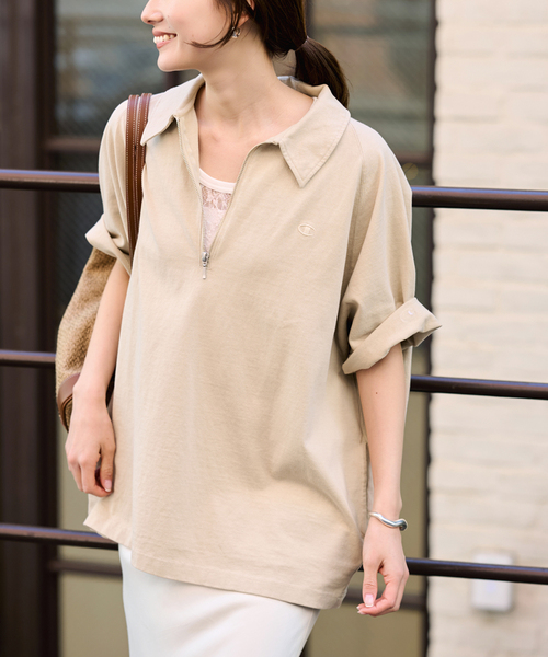 FRAMeWORK（フレームワーク）の「CHAMPION/チャンピオン 別注JERSEY HALF ZIP TEE（Tシャツ/カットソー・レディース・ブラック/ベージュ/キャメル・FREE）」の5枚目の写真