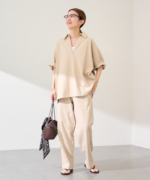 FRAMeWORK（フレームワーク）の「CHAMPION/チャンピオン 別注JERSEY HALF ZIP TEE（Tシャツ/カットソー・レディース・ブラック/ベージュ/キャメル・FREE）」の11枚目の写真