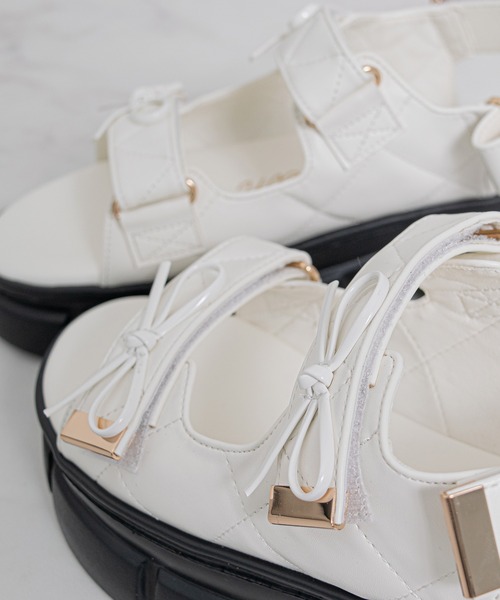 Bridget Birkin(ブリジットバーキン)の「【Bridget Birkin】キルティングリボンスポーツサンダル(562123)(サンダル・レディース・ホワイト/ブラック・L/M/S/LL)」の9枚目の写真