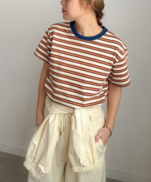 PICHI(ピイチ)の「ボーダーTee(Tシャツ/カットソー・レディース・ブルー/ブラウン・FREE)」の5枚目の写真