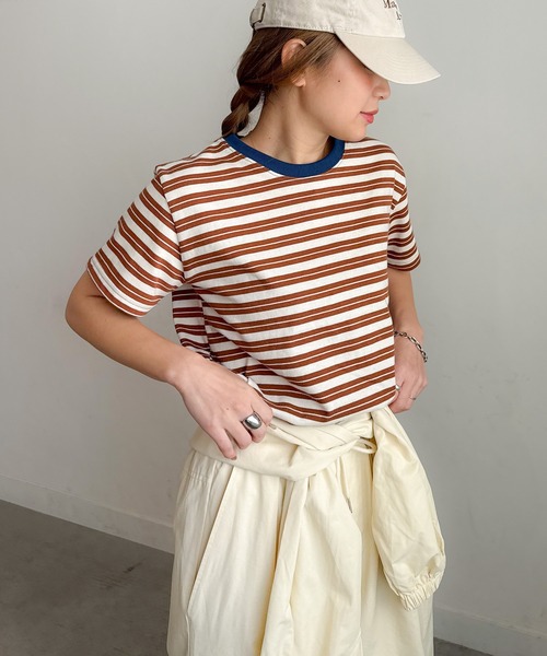 PICHI(ピイチ)の「ボーダーTee(Tシャツ/カットソー・レディース・ブルー/ブラウン・FREE)」の6枚目の写真