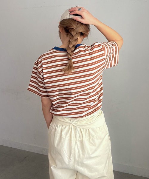 PICHI(ピイチ)の「ボーダーTee(Tシャツ/カットソー・レディース・ブルー/ブラウン・FREE)」の7枚目の写真