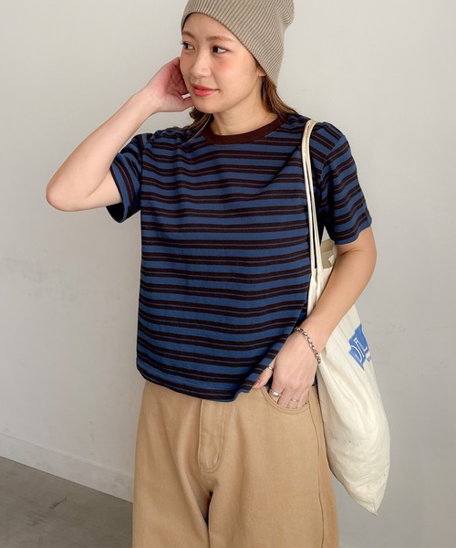PICHI(ピイチ)の「ボーダーTee(Tシャツ/カットソー・レディース・ブルー/ブラウン・FREE)」の10枚目の写真