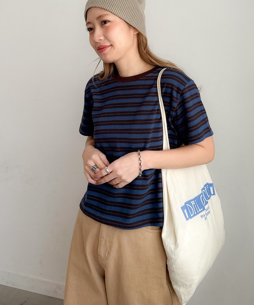 PICHI(ピイチ)の「ボーダーTee(Tシャツ/カットソー・レディース・ブルー/ブラウン・FREE)」の15枚目の写真