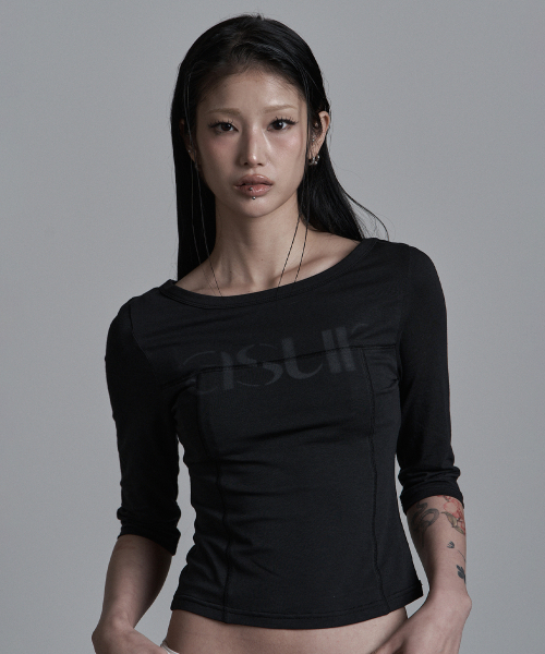 as you are(アズユーアー)の「ソーイングボートネックスリーブブラック(Tシャツ/カットソー・レディース・その他・OS)」の1枚目の写真