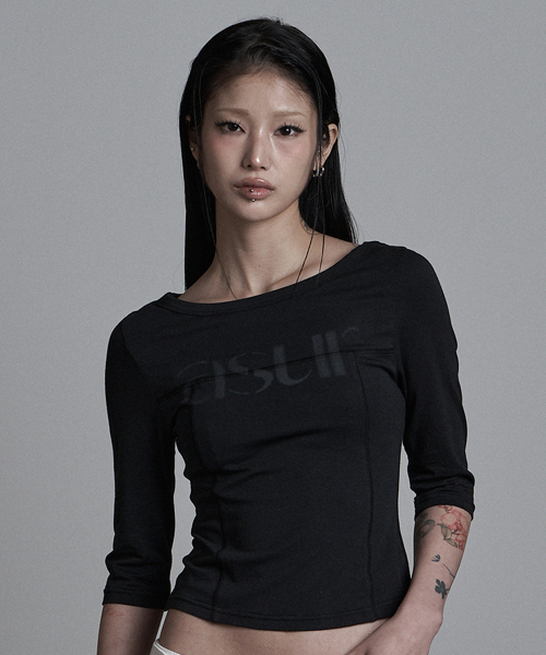 as you are(アズユーアー)の「ソーイングボートネックスリーブブラック(Tシャツ/カットソー・レディース・その他・OS)」の2枚目の写真