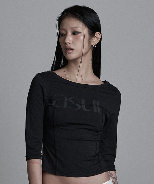 as you are(アズユーアー)の「ソーイングボートネックスリーブブラック(Tシャツ/カットソー・レディース・その他・OS)」の3枚目の写真