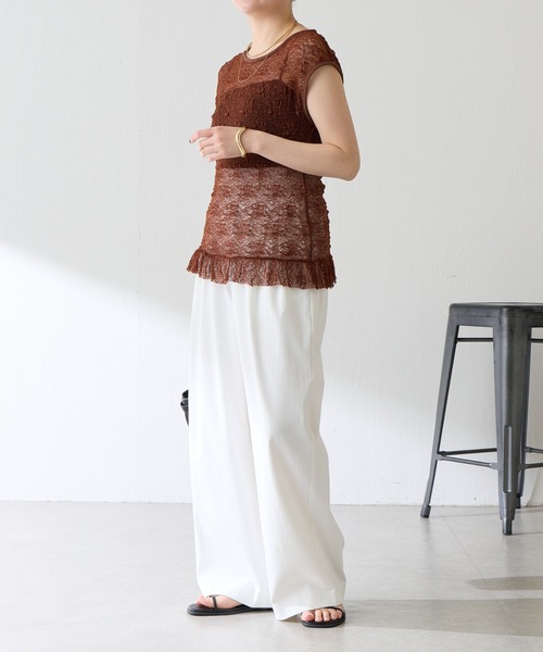 COLLAGE GALLARDAGALANTE（コラージュガリャルダガランテ）の「レースフレンチプルオーバー（Tシャツ/カットソー・レディース・ブラウン/ホワイト・FREE）」の11枚目の写真