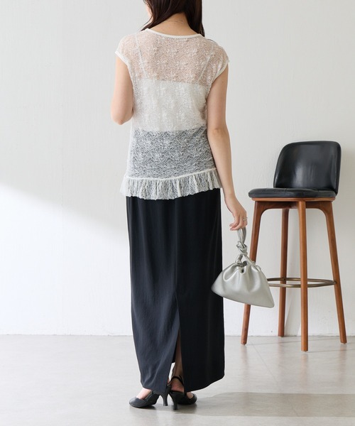 COLLAGE GALLARDAGALANTE（コラージュガリャルダガランテ）の「レースフレンチプルオーバー（Tシャツ/カットソー・レディース・ブラウン/ホワイト・FREE）」の14枚目の写真