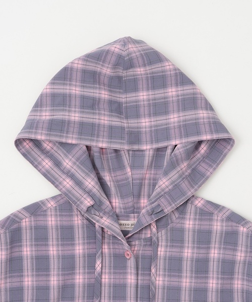 mezzo piano Junior(メゾピアノジュニア)の「フード チェックシャツ(シャツ/ブラウス・キッズ・ブラック/グレー・S:140cm/L:160cm/M:150cm)」の8枚目の写真
