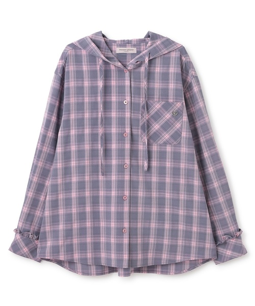 mezzo piano Junior(メゾピアノジュニア)の「フード チェックシャツ(シャツ/ブラウス・キッズ・ブラック/グレー・S:140cm/L:160cm/M:150cm)」の6枚目の写真