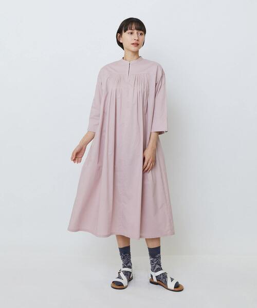 LOISIR（ロワズィール）の「オーガニックコットンローンスタンドカラーワンピース（ワンピース・レディース・ブラック/ピンク/グレー・FREE）」の4枚目の写真