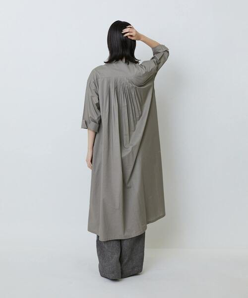 LOISIR（ロワズィール）の「オーガニックコットンローンスタンドカラーワンピース（ワンピース・レディース・ブラック/ピンク/グレー・FREE）」の9枚目の写真
