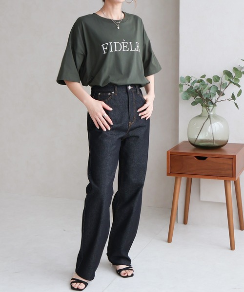 Social GIRL(ソーシャルガール)の「《Social GIRL》オーバーサイズ半袖ロゴTシャツ(Tシャツ/カットソー・レディース・チャコールグレー/オフホワイト/ブラック・M)」の8枚目の写真
