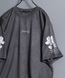 ANPAS | Floral Embroidered Faux Suede Tee / 花刺繍カットスエード半袖Tシャツ メンズ レディース トップス カットソー(Tシャツ/カットソー)