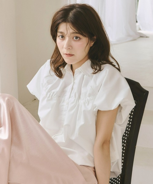 Olu.(オルドット)の「パフスリーブバルーンブラウス(シャツ/ブラウス・レディース・ピンク/ブラック/ホワイト・FREE)」の2枚目の写真