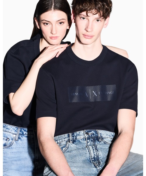 ARMANI EXCHANGE(アルマーニエクスチェンジ)の「【A|X アルマーニ エクスチェンジ】WE AXロゴ 半袖スウェットシャツ(スウェット・メンズ・ホワイト/ダークネイビー・X-SMALL/XX-LARGE/X-LARGE/LARGE/MEDIUM/SMALL)」の1枚目の写真