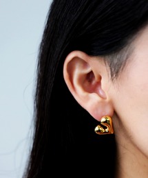 キャッチ式 パール ハート ピアス