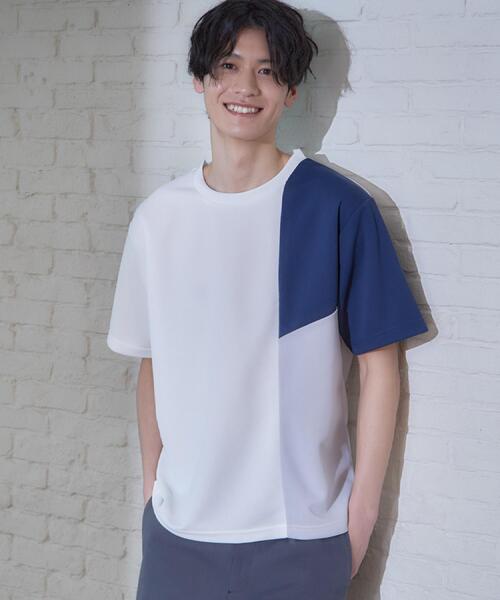 THE SHOP TK (ザ ショップ ティーケー )の「【一枚で着映える】パターンブロッキング 半袖Tシャツ 洗濯機OK(Tシャツ/カットソー・メンズ・ベージュ系その他7/ホワイト系7/ブラック系4・04/02/03)」の4枚目の写真