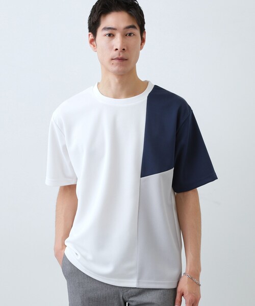 THE SHOP TK (ザ ショップ ティーケー )の「【一枚で着映える】パターンブロッキング 半袖Tシャツ 洗濯機OK(Tシャツ/カットソー・メンズ・ベージュ系その他7/ホワイト系7/ブラック系4・04/02/03)」の6枚目の写真