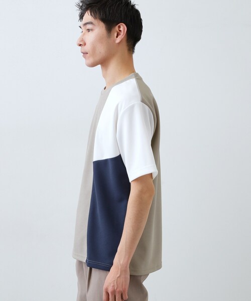THE SHOP TK (ザ ショップ ティーケー )の「【一枚で着映える】パターンブロッキング 半袖Tシャツ 洗濯機OK(Tシャツ/カットソー・メンズ・ベージュ系その他7/ホワイト系7/ブラック系4・04/02/03)」の15枚目の写真