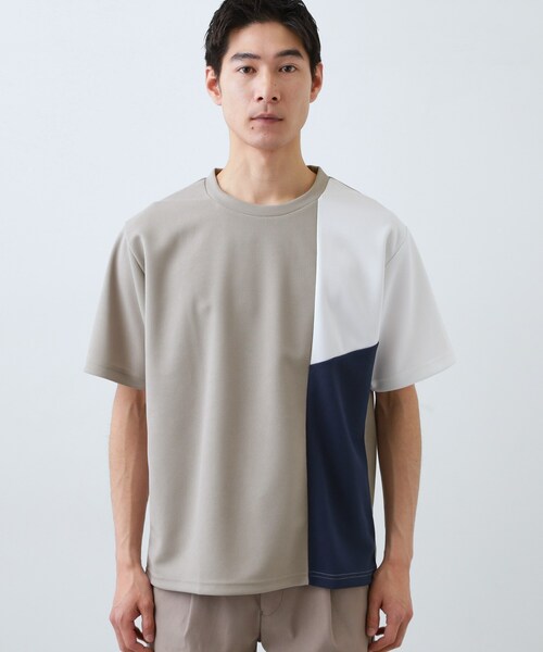 THE SHOP TK (ザ ショップ ティーケー )の「【一枚で着映える】パターンブロッキング 半袖Tシャツ 洗濯機OK(Tシャツ/カットソー・メンズ・ベージュ系その他7/ホワイト系7/ブラック系4・04/02/03)」の18枚目の写真