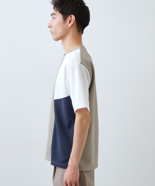 THE SHOP TK (ザ ショップ ティーケー )の「【一枚で着映える】パターンブロッキング 半袖Tシャツ 洗濯機OK(Tシャツ/カットソー・メンズ・ベージュ系その他7/ホワイト系7/ブラック系4・04/02/03)」の19枚目の写真