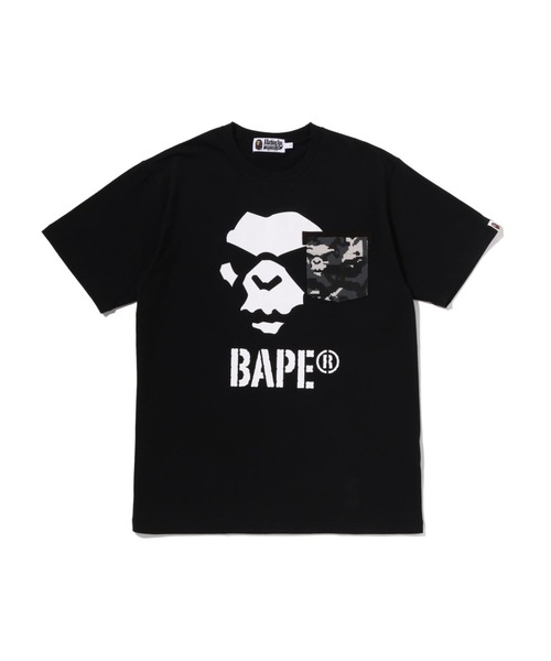 A BATHING APE(アベイシングエイプ)の「MULTI PIXEL CAMO MAD APE FACE POCKET TEE(Tシャツ/カットソー・メンズ・ブラック/オリーブ・XX-LARGE/SMALL/LARGE/MEDIUM/X-LARGE)」の2枚目の写真
