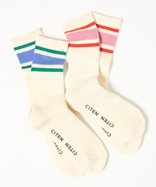 CITEN（シテン）の「＜CITEN＞ラインソックス（ソックス/靴下・レディース・ライトブルー/ピンク・FREE）」の9枚目の写真