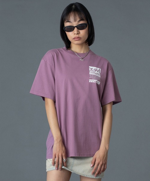 X-girl(エックスガール)の「BI COLOR BOX LOGO S/S TEE(Tシャツ/カットソー・レディース・ブラック/ホワイト/パープル・M/L/S)」の5枚目の写真