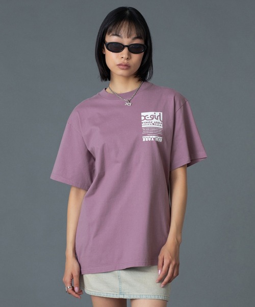 X-girl(エックスガール)の「BI COLOR BOX LOGO S/S TEE(Tシャツ/カットソー・レディース・ブラック/ホワイト/パープル・M/L/S)」の6枚目の写真