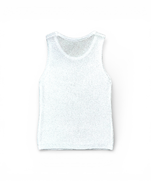 BORN SLIPPY(ボーンスリッピー)の「ボーン スリッピーネット ノースリーブ(ホワイト)(Tシャツ/カットソー・レディース・その他・FREE)」の3枚目の写真